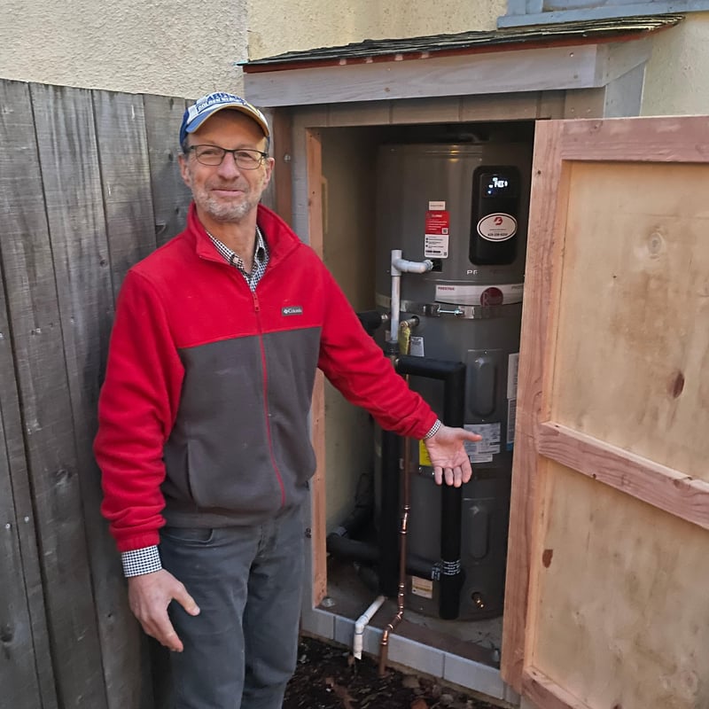 Cliff with HPWH in Shed Outside-1