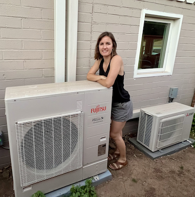 400 - Woman with HVAC heat pump