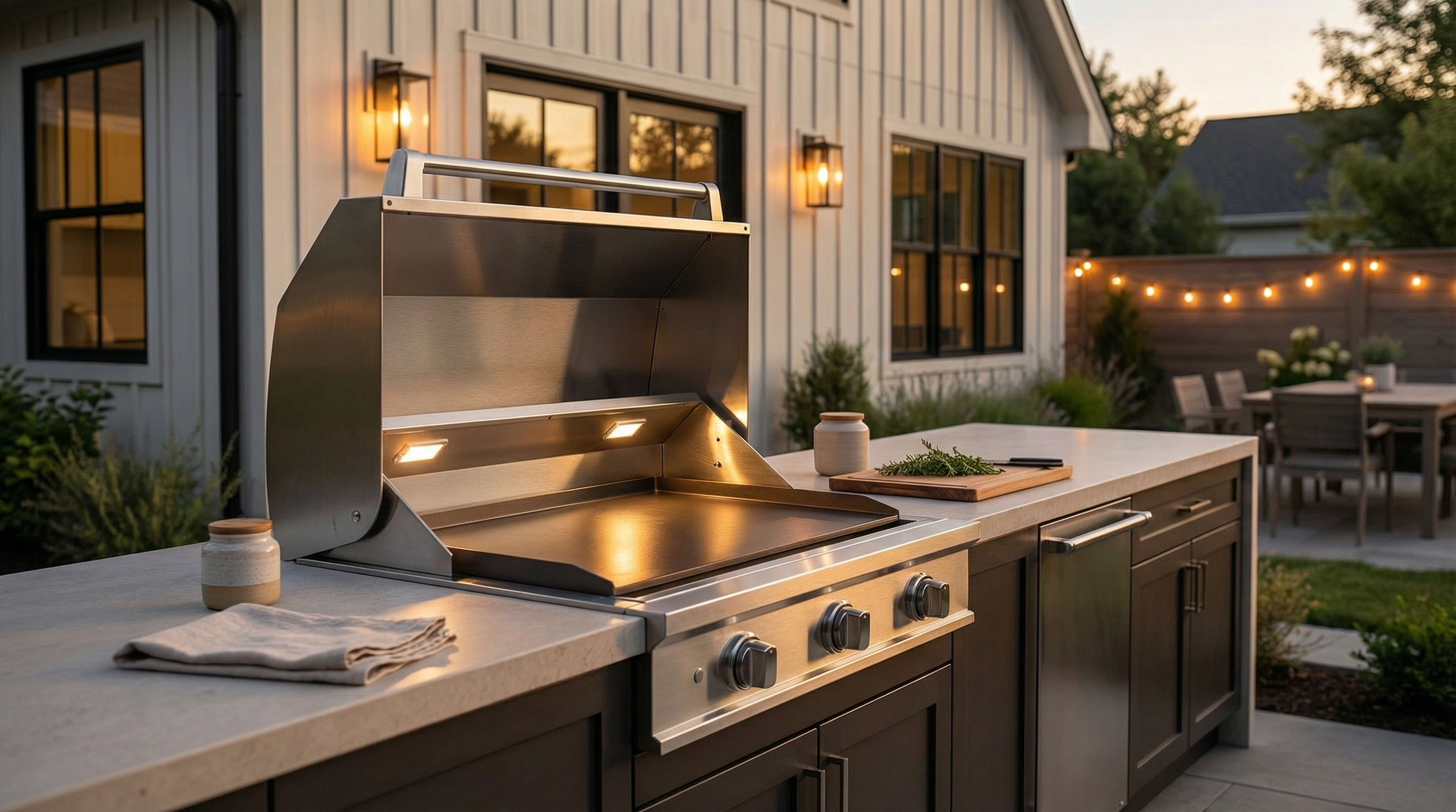InductionHardware-OutdoorGrill-BIG36-InductionGriddle-StainlessSteel-Lifestyle—HoodOpen-Full